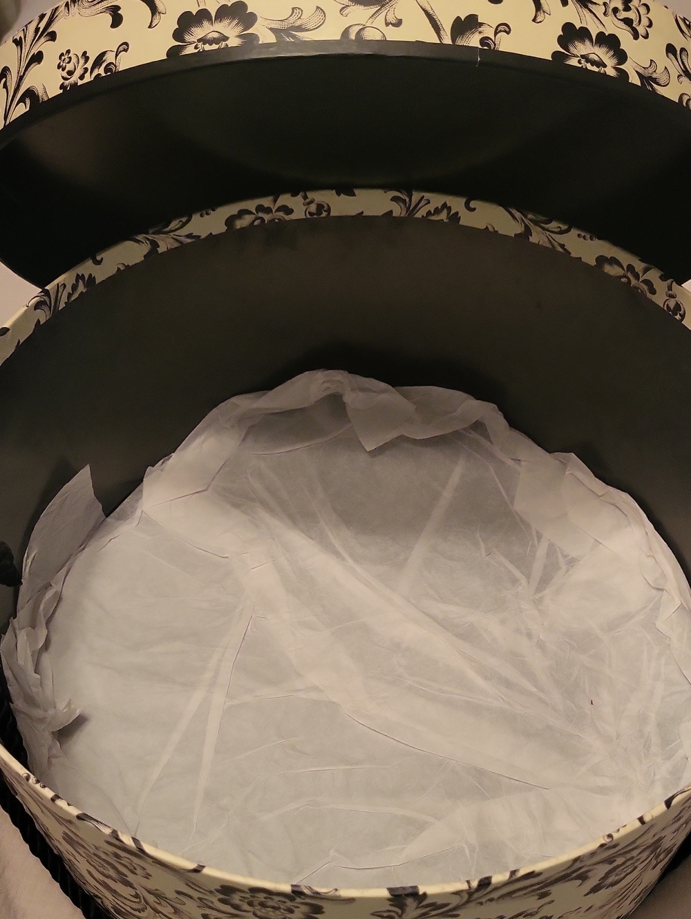 Decorative Floral Storage Hat Box - Black & Cream - Picture 4 of 4